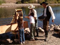 docents at Marshall Park demonstrating gold mining techniques