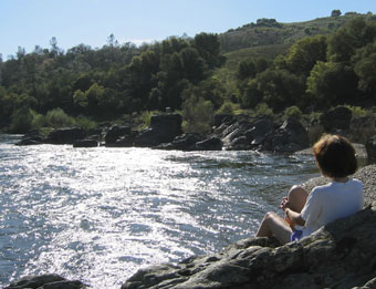 relaxing by the South Fork of the American River